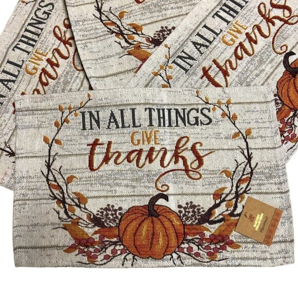 HARVEST COLLECTION SET OF 4 FALL‎ PRINT TAPESTRY PLACE MAT 13X19 NEW WITH TAG - Picture 3 of 4